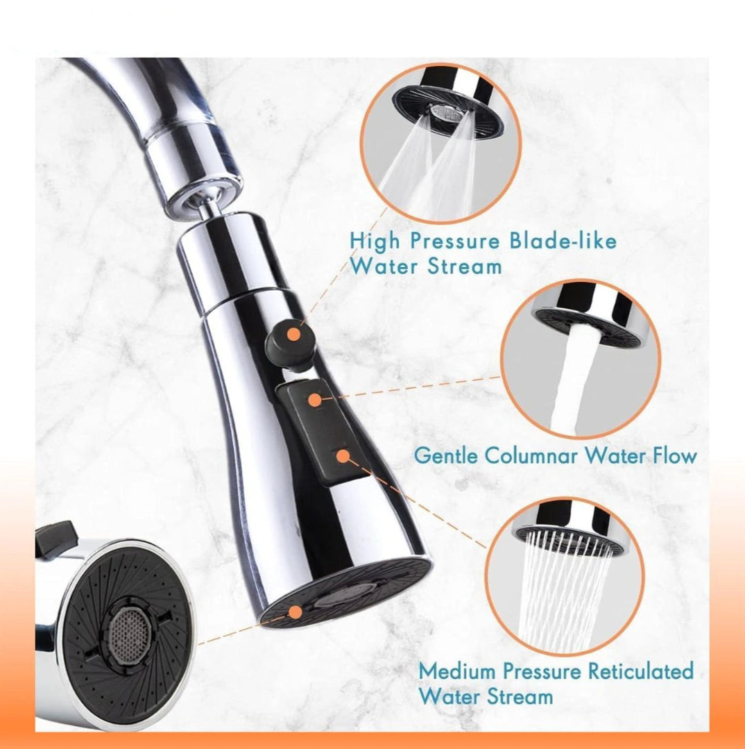 Shower head with different water flow settings on a light background