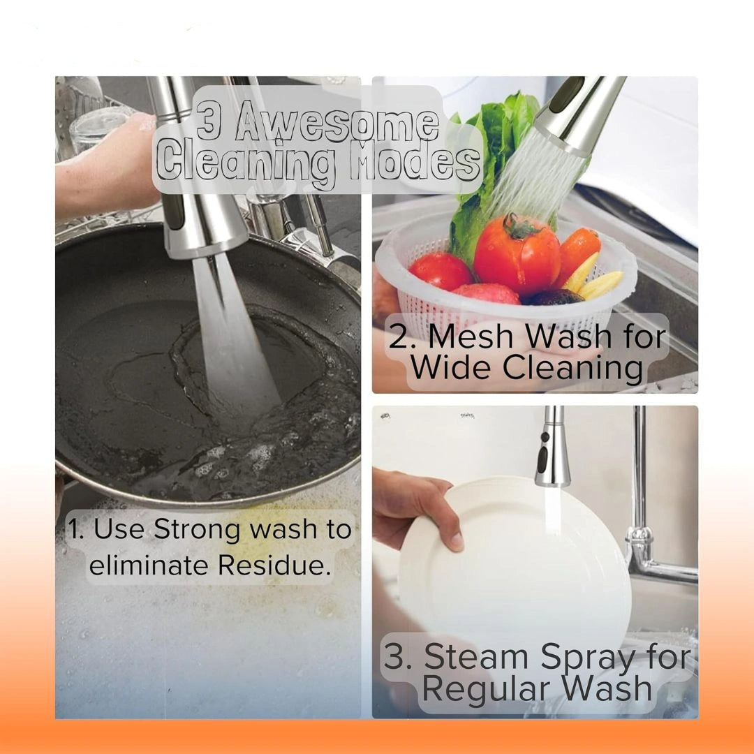 Three cleaning modes of a Swiings product with text labels on a white background.